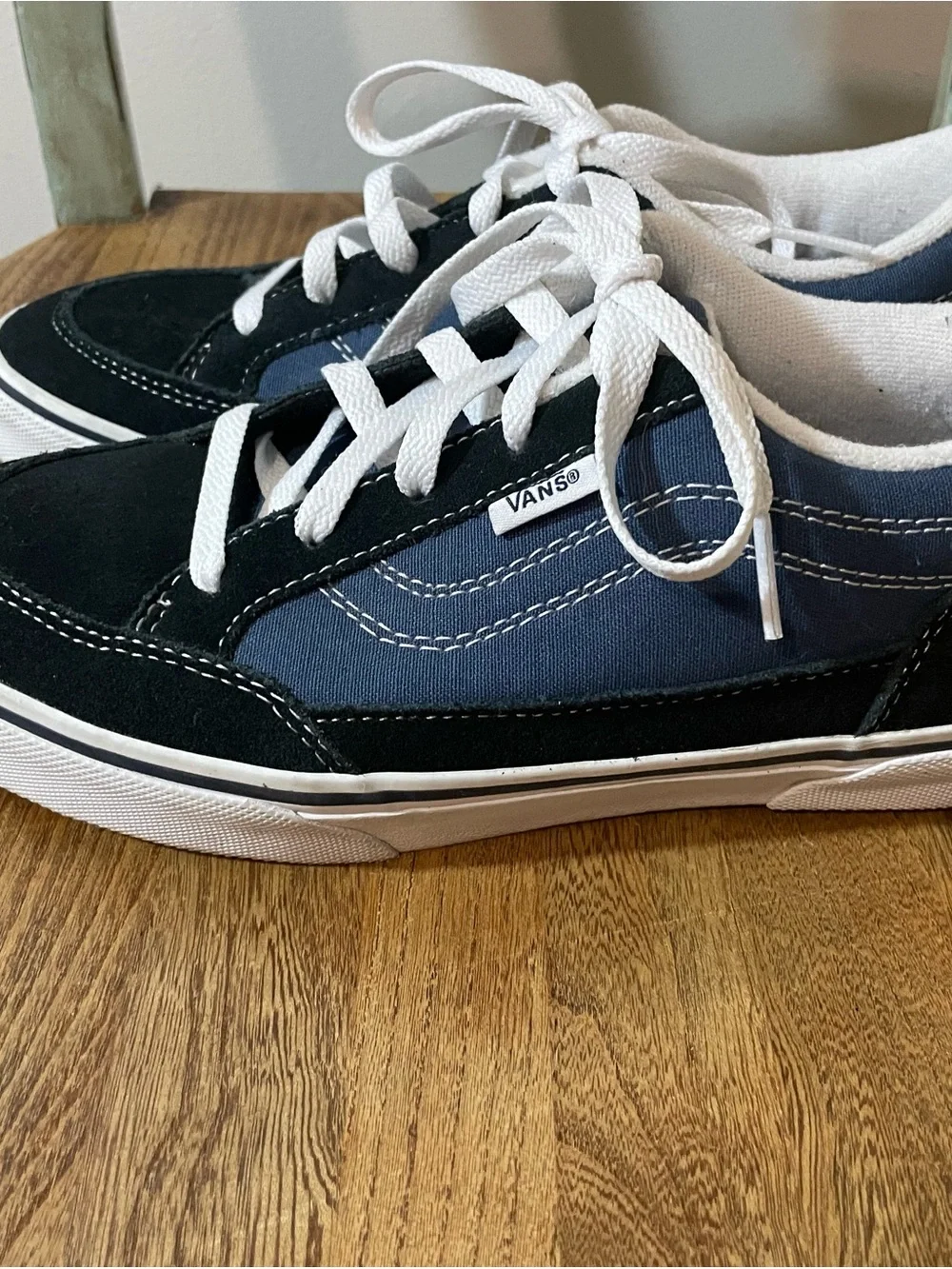 Vans Bearcat Low Top Lace-Up Sneakers in Black & Navy Blue
